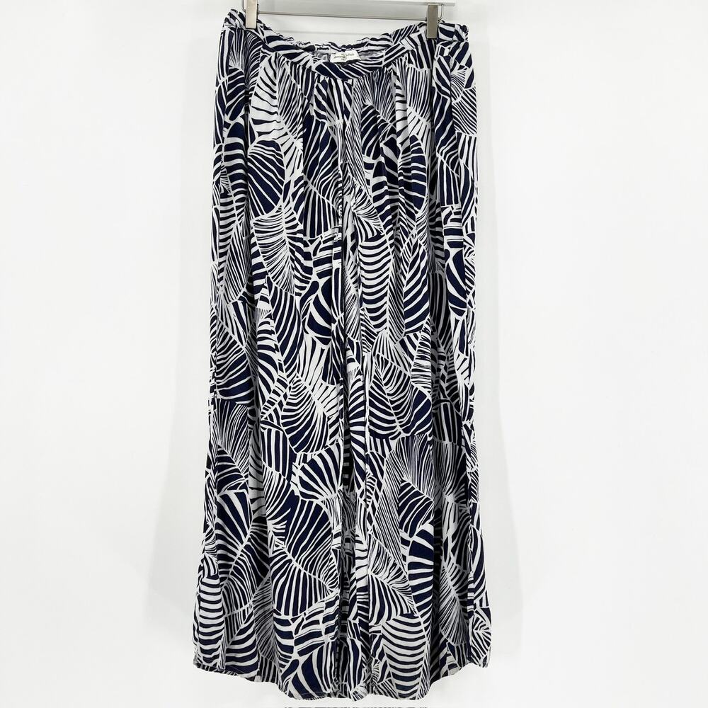 Abercrombie & Fitch Blue White Printed High Waisted Open-Leg Wide Leg Pants M